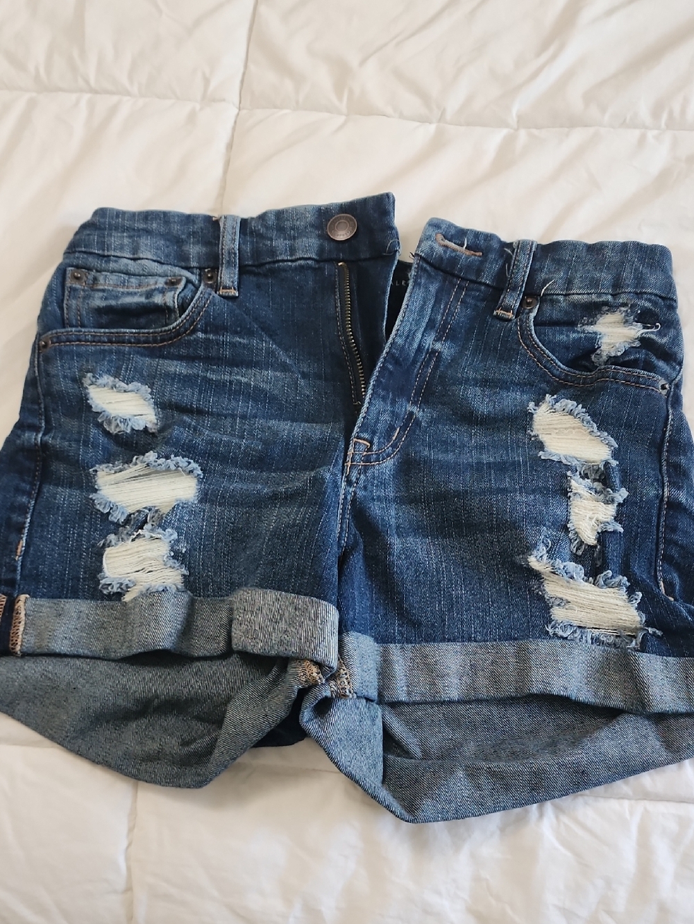 Aeropostale High-Rise Curvy Midi Denim Shorts - Navy Blue Size 6